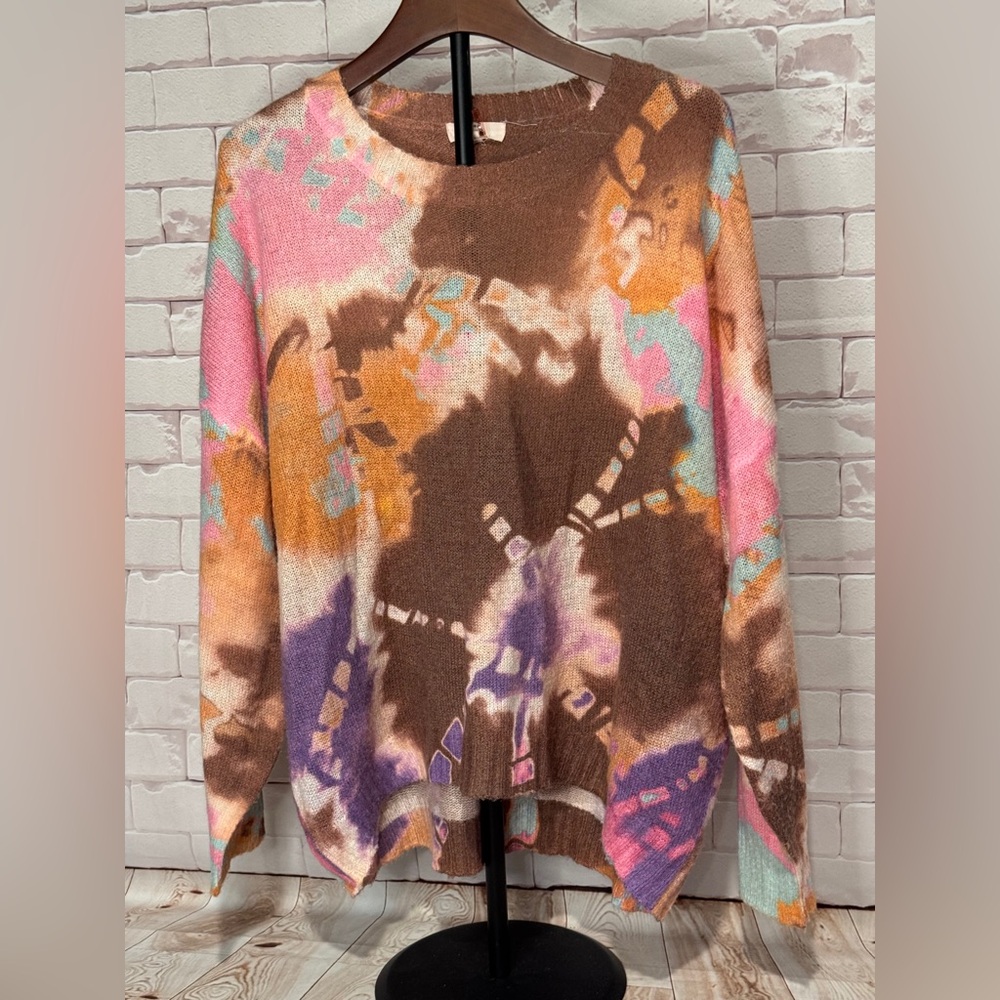Entro Women's Large Tie-Dye Sweater cottagecore •grunge bohemian modern‎ nomad